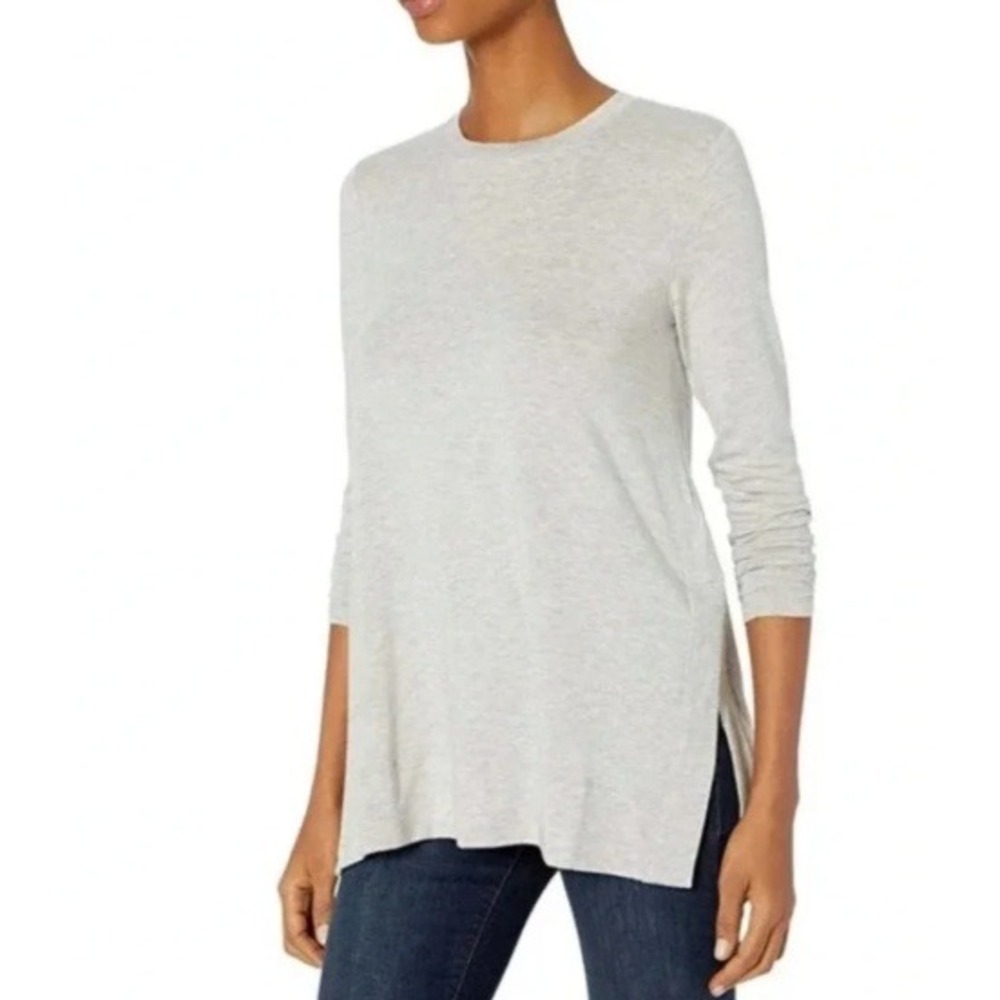 Anthropologie Daily Ritual Heather Gray Long Sleeve Crewneck Tunic Top Small